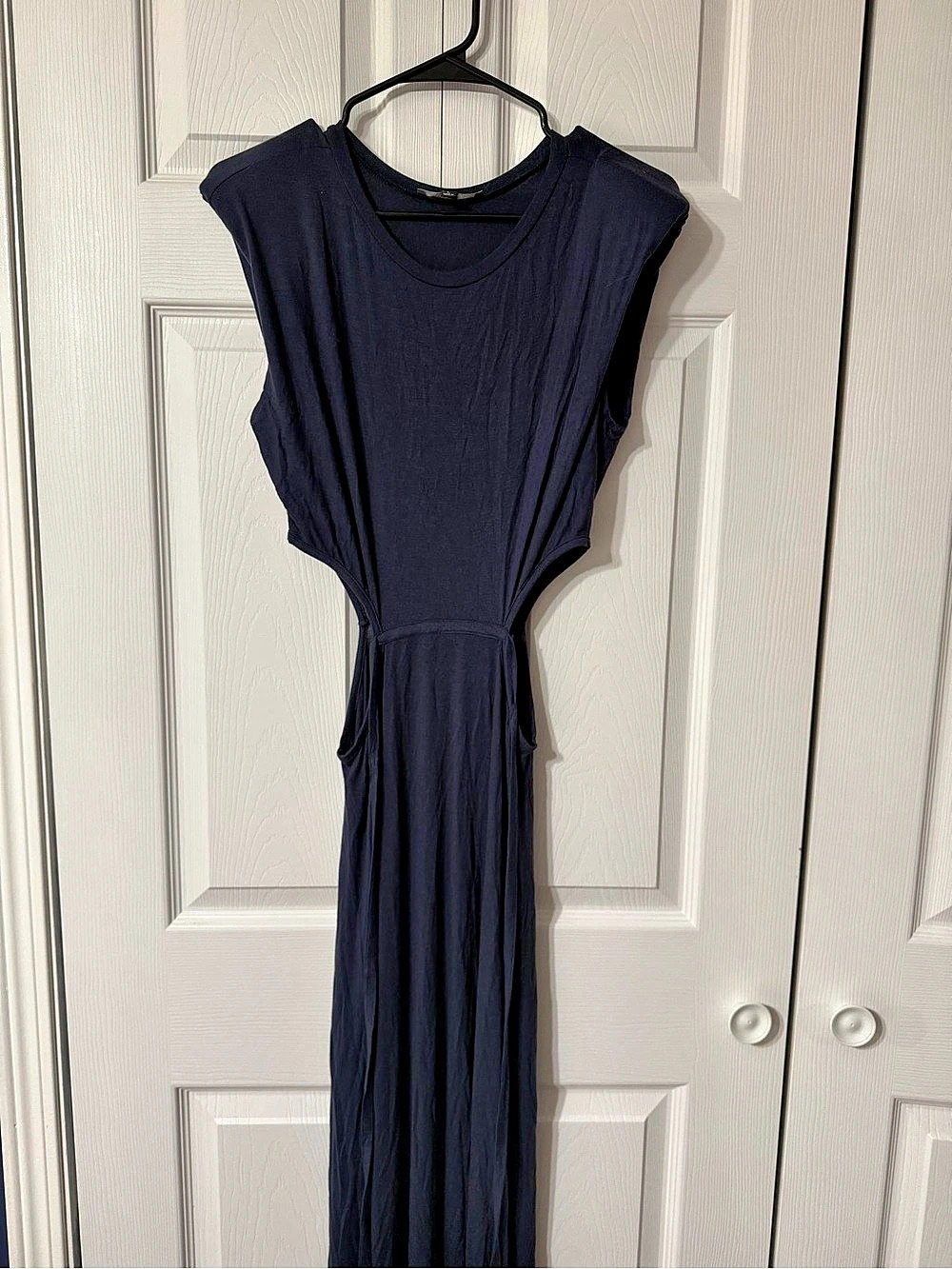 FORE Solid Cut Out Maxi Dress Sleeveless Black Large